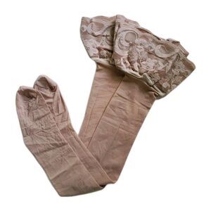 NOS Supreme Caress Sexy Thigh High 3" Lacetop Hosiery Nude Sheer Matte Pantyhose